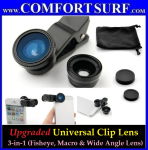 Latest 3 in 1 Clip-on Universal Lens for Mobile Phone & Camera-Fisheye, Macro, & Wide Angle Lens